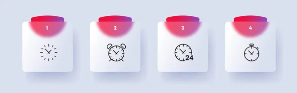 Clocks Set Icon Punctuality Alarm Clock Hour Minute Planning Schedule — Stock Vector