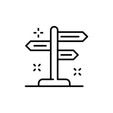 Yer belirleme simgesi. İşaretçi, rota, harita, flaf, konum, navigasyon, haritalama ve topoğrafya. GPS konsepti. Beyaz arkaplanda vektör siyah çizgi simgesi