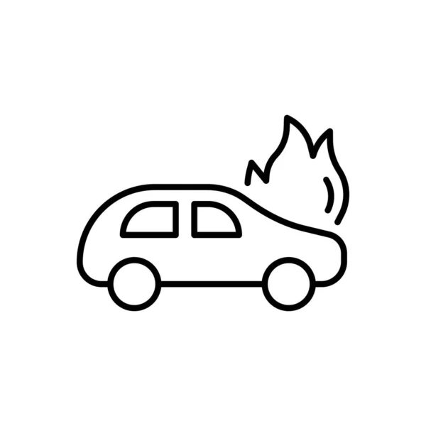 Płonąca Ikona Linii Samochodu Wypadek Pożar Przegrzanie Silnik Nie Zarządzania — Wektor stockowy