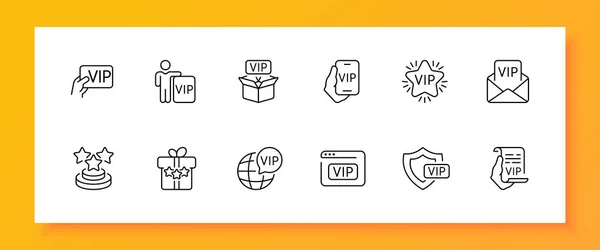 Vip Status Set Icon Place Badge Star Celebrity Box Phone — Stock Vector
