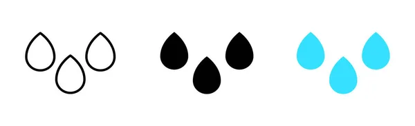 Water Set Icon Liquid Three Rain Drops Aqua Drinking Evaporation — Image vectorielle