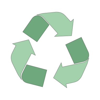 Green recycle arrows. Zero waste lifestyle, take care of environment, recycling, save the planet, biodegradable materials, plastic, glass, trash, paper, clean. Vector illustration on white backround