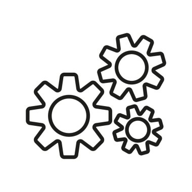 Gear line icon. Automation of processes, reducing the influence of the human factor in production. Gear concept. Vector line icon on white background