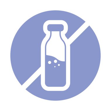 Crossed out milk line icons. Lactose intolerance, dairy products, protein, calcium. Food products concept. Vector line icon on white background