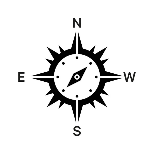 Compass Line Icons Earth Magnetic Field Cardinal Points Wind Rose — Vettoriale Stock
