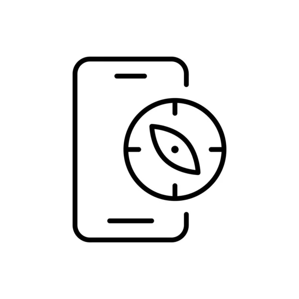 Телефон Піктограмою Лінії Компаса Магнітне Поле Землі Кардинальні Точки Троянда — стоковий вектор