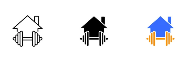 Eine Illustration Eines Hauses Mit Einer Hantel Oder Einem Gewicht — Stockvektor