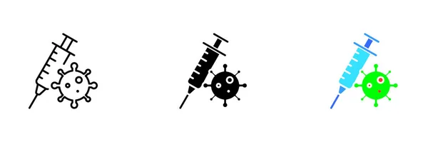 Иллюстрация Шприца Вирусной Иконой Представляющей Концепцию Вакцинации Профилактики Заболеваний Векторный — стоковый вектор
