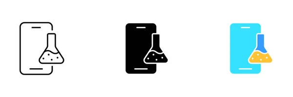 Ein Telefon Mit Einem Flaschensymbol Vektor Reihe Von Symbolen Linie — Stockvektor