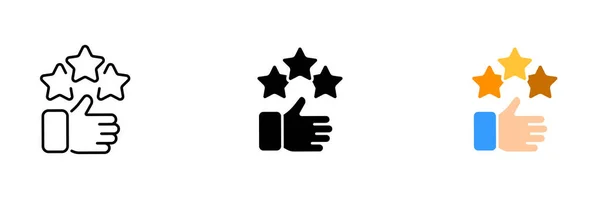 Symbol Kciuka Górę Trzema Gwiazdami Które Mogą Reprezentować Pozytywne Opinie — Wektor stockowy