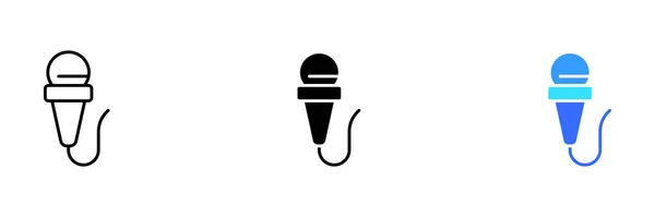 Uma Ilustração Microfone Representando Radiodifusão Comunicação Falar Público Conjunto Vetorial — Vetor de Stock