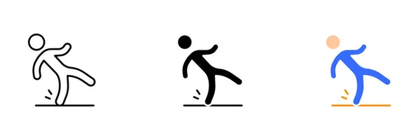 Ilustración Vectorial Una Persona Que Cae Sobre Conjunto Escaleras Escalones — Vector de stock