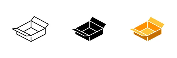 Otevřená Lepenková Krabice Klapkami Složenými Dozadu Odhalující Její Obsah Krabička — Stockový vektor