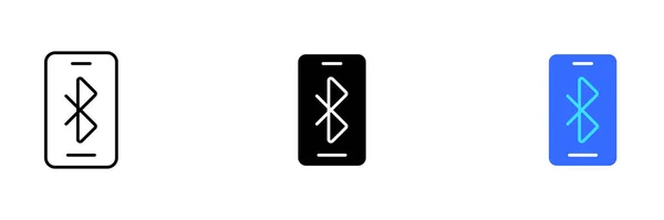 Vector Illustration Smartphone Bluetooth Icon Displayed Screen Vector Set Icons — Stock Vector