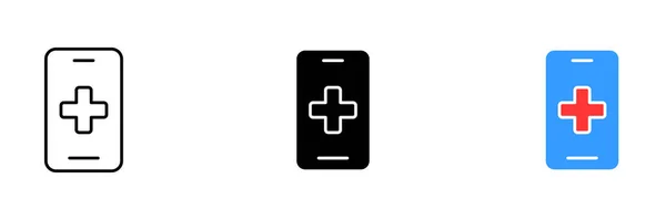 Smartphone Con Icono Más Sobre Fondo Blanco Conjunto Vectorial Iconos — Vector de stock