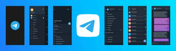Telegram Mockup Telegram Logo Set Telegram Screen Social Media Social — Stock Vector