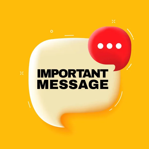 Message Important Bulle Vocale Avec Texte Message Importamt Illustration Style — Image vectorielle
