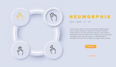 Ekran simgesine dokun. Elektronik cihazları kontrol etmek için dokunmatik arayüzler. Teknoloji konsepti. Neomorfizm tarzı. İş ve Reklamcılık için vektör satırı simgesi