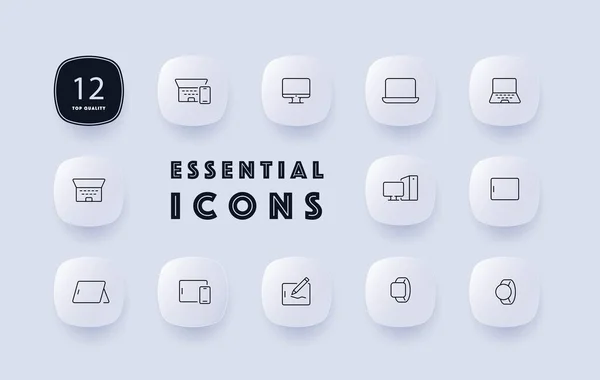 Icon Set Für Elektronische Geräte Smartphones Tablets Laptops Und Andere — Stockvektor