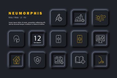 Virüs simgesi hazır. Bulaşıcı hastalık, halk sağlığı ve hastalık tehdidi ve tehlikesi. Sağlığa. Neomorfizm tarzı. İş ve Reklamcılık için vektör satırı simgesi