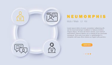 Sosyal medya simgeleri ayarlandı. İletişim ve ağ kurma. İnternet konsepti. Cam morfizmi. UI telefon uygulaması ekranı. İş için vektör satırı simgesi