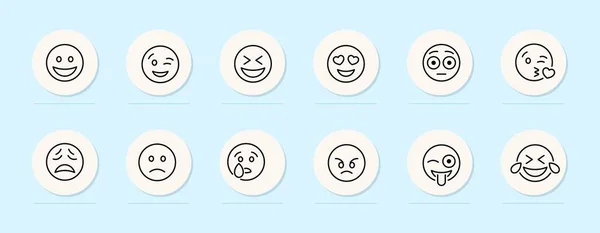 Set Ikon Emoji Representasi Visual Ikon Digital Yang Digunakan Untuk - Stok Vektor