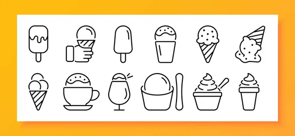 Ice Cream Icon Set Flavors Types Ice Cream Scoops Vanilla — Stock Vector