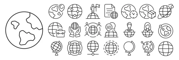 Set Earth Planet Icons Illustrations Depicting Earth Various Styles Perspectives — Stock Vector