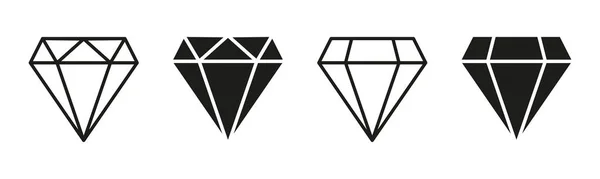 Zestaw Ikon Diamentowych Zbiór Ikon Przedstawiających Diamenty Które Powszechnie Uznawane — Wektor stockowy