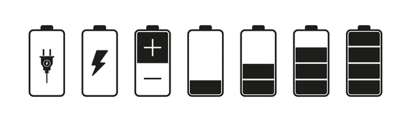 一套手机电池充电图标 全面收集代表不同充电电池收费水平的图标 — 图库矢量图片