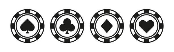 Set Van Poker Chip Iconen Een Verzameling Van Pictogrammen Die — Stockvector