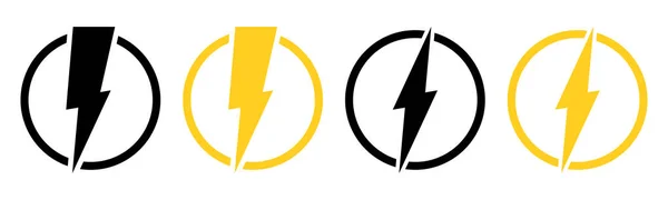 一组闪电图标 一套图标 描绘闪电和相关概念 象征力量 电和强度 — 图库矢量图片