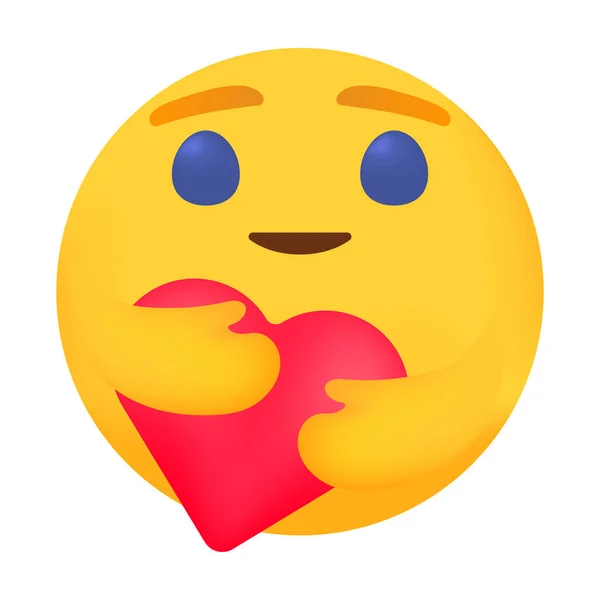 Emoji Dengan Hati Tangannya Emoticon Yang Indah Dengan Senyum Yang - Stok Vektor