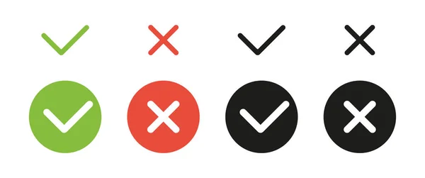 Comprobaciones Cruces Utilizados Como Símbolos Visuales Para Indicar Finalización Confirmación — Archivo Imágenes Vectoriales