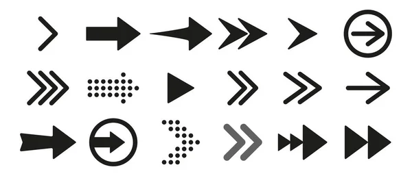 Pilikoner Eller Symboler Som Används För Att Indikera Riktning Navigering — Stock vektor