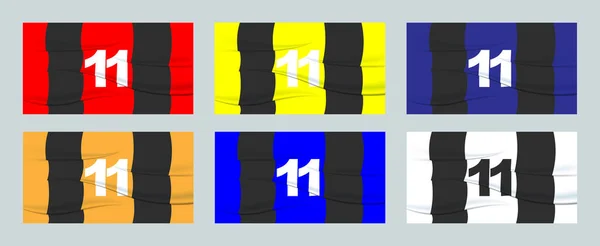 把足球运动员的号码放在足球球衣上 11编号印刷 运动衫运动衫 奥林匹克运动 2024欧元 世界锦标赛 — 图库矢量图片