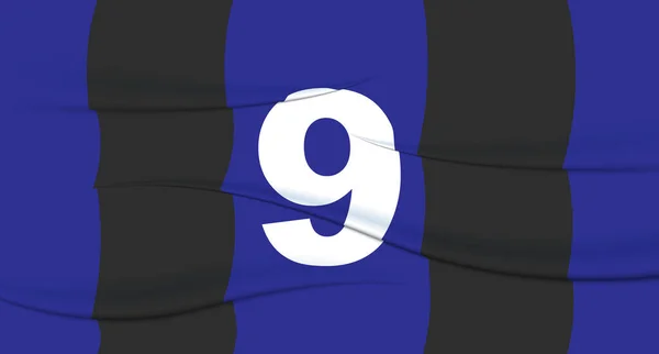 足球球衣上蓝色足球运动员的号码 9编号印刷 运动衫运动衫 奥林匹克运动 2024欧元 世界锦标赛 — 图库矢量图片