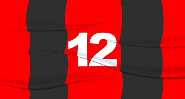 橄榄球球衣上的红色足球运动员的号码12编号印刷 运动衫运动衫 奥林匹克运动 2024欧元 世界锦标赛 — 图库矢量图片