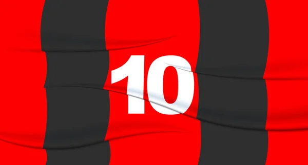 橄榄球球衣上的红色足球运动员的号码10编号印刷 运动衫运动衫 奥林匹克运动 2024欧元 世界锦标赛 — 图库矢量图片
