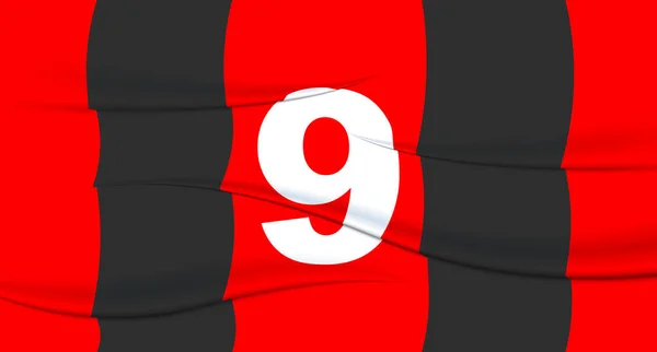 橄榄球球衣上的红色足球运动员的号码9编号印刷 运动衫运动衫 奥林匹克运动 2024欧元 世界锦标赛 — 图库矢量图片