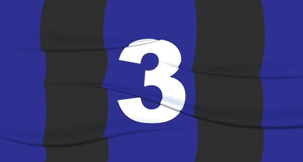 足球球衣上蓝色足球运动员的号码 3编号印刷 运动衫运动衫 奥林匹克运动 2024欧元 世界锦标赛 — 图库矢量图片