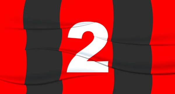 橄榄球球衣上的红色足球运动员的号码2编号印刷 运动衫运动衫 奥林匹克运动 2024欧元 世界锦标赛 — 图库矢量图片