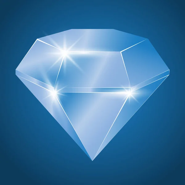 Realistick Diamante Ícone Contorno Forma Gem Logotipo Jóia Símbolo Sinal — Vetor de Stock