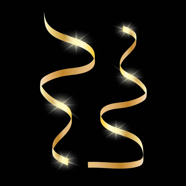 Реалістичні Серпантинні Стрічки Яскраві Золоті Срібні Скошені Стрічки Святковий Метал — стоковий вектор