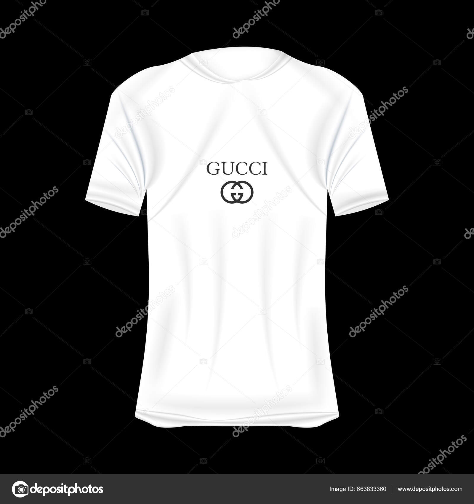 Camiseta Con Logo Gucci Maqueta Colores Blancos Mockup Camisa Realista Vector de stock 663833360 de FrameStud1o