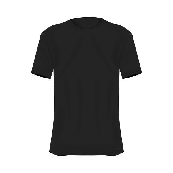 Shirt Model Zwarte Kleuren Mockup Van Realistisch Shirt Met Korte — Stockvector
