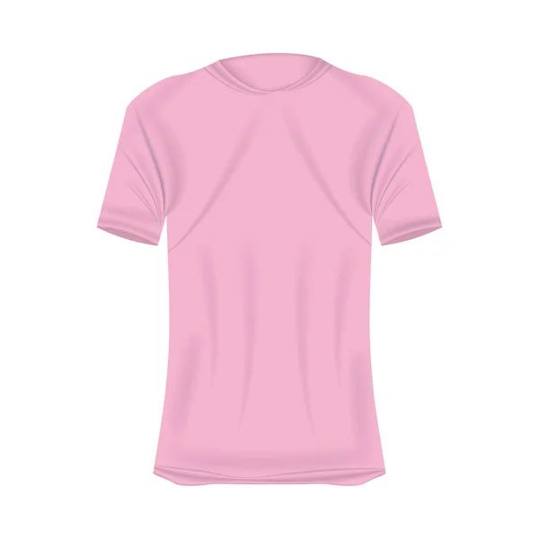 Shirt Attrappe Rosa Farben Attrappe Eines Realistischen Hemdes Mit Kurzen — Stockvektor