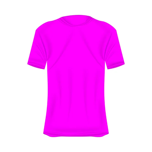 Camiseta Maqueta Colores Rosados Mockup Camisa Realista Con Mangas Cortas — Vector de stock