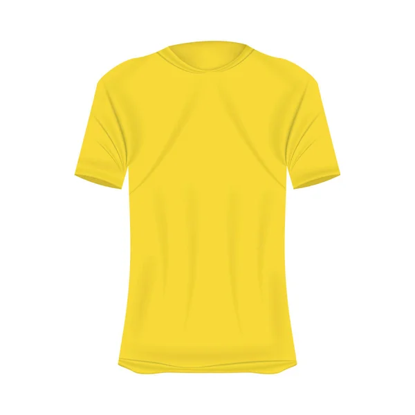 Tričko Žlutých Barvách Mockup Realistické Košile Krátkými Rukávy Prázdná Šablona — Stockový vektor
