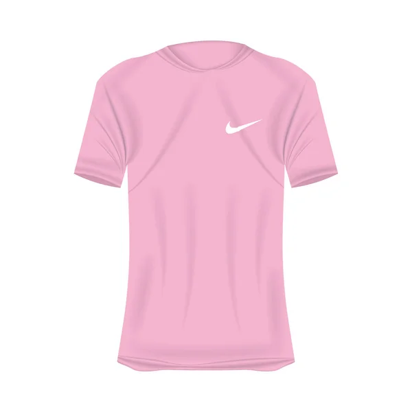 Nike 标志T恤的粉色造型 改头换面的短袖衬衫 空白T恤衫模板 空白设计空间 耐克品牌 — 图库矢量图片